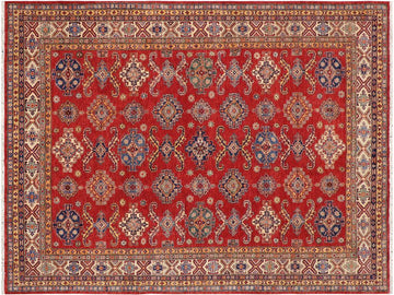handmade Geometric Super Kazak Red Beige Hand Knotted RECTANGLE 100% WOOL area rug 8x10